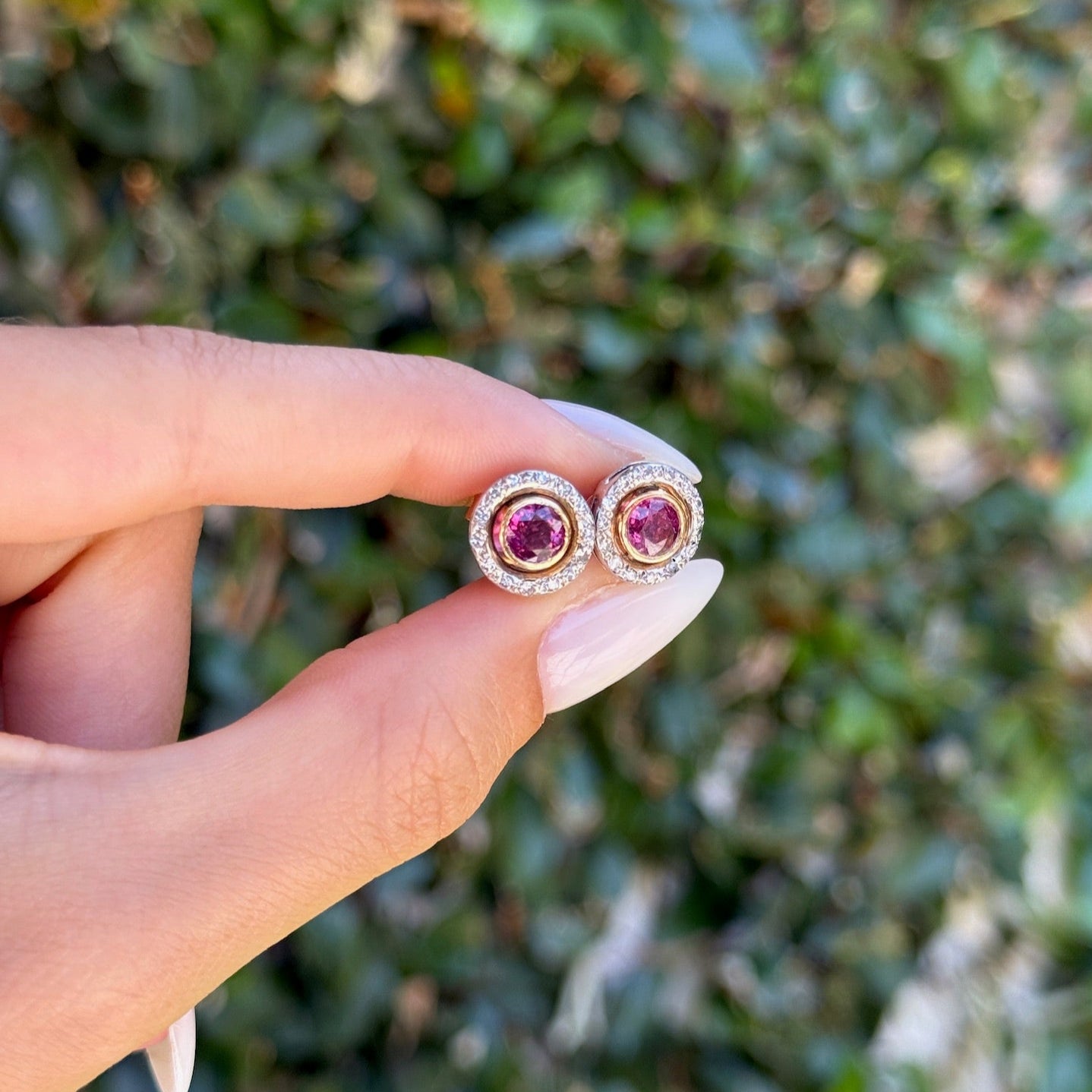 Vintage Ruby and Diamond Earrings in 14K