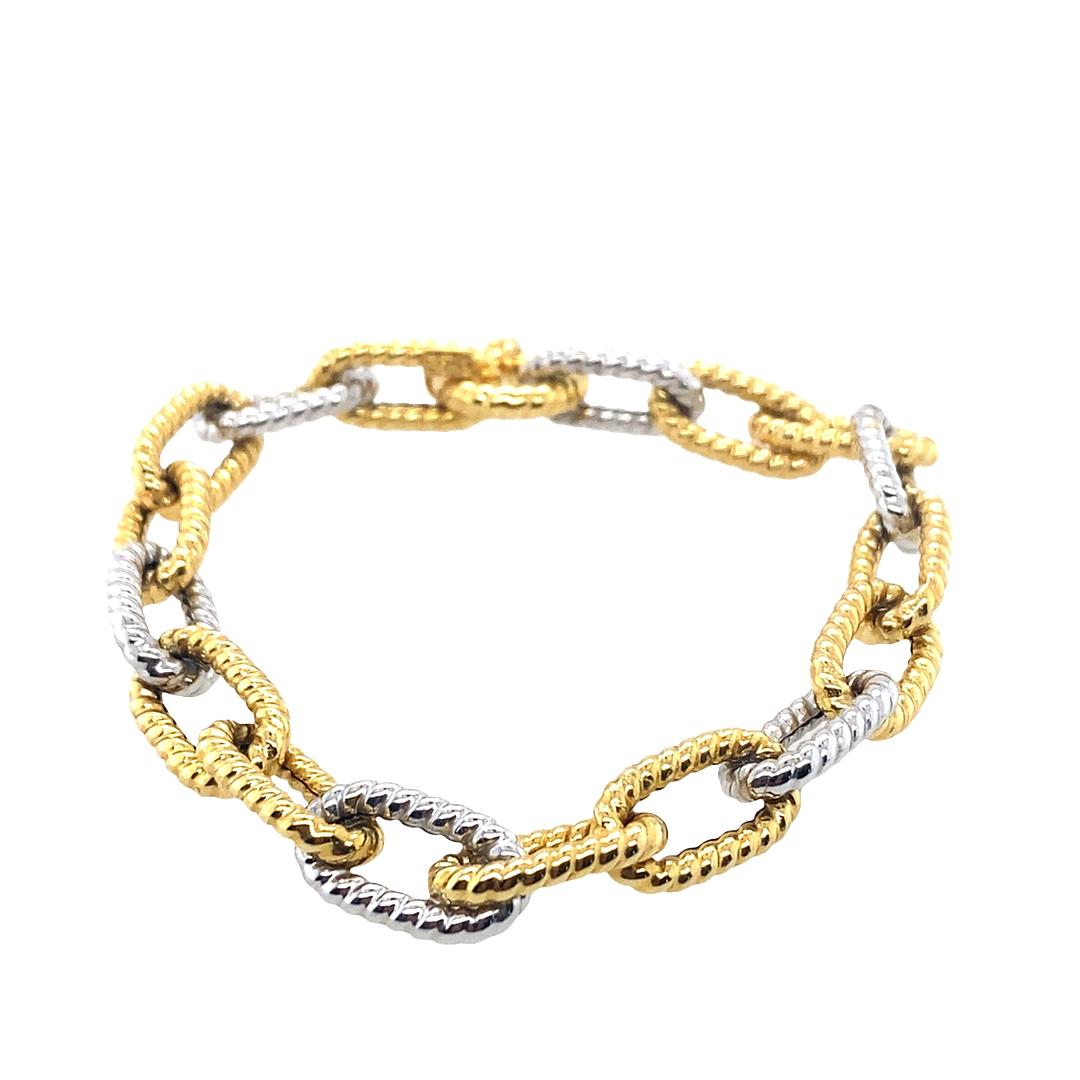 Hollow White and Yellow Gold Bracelet in 14K