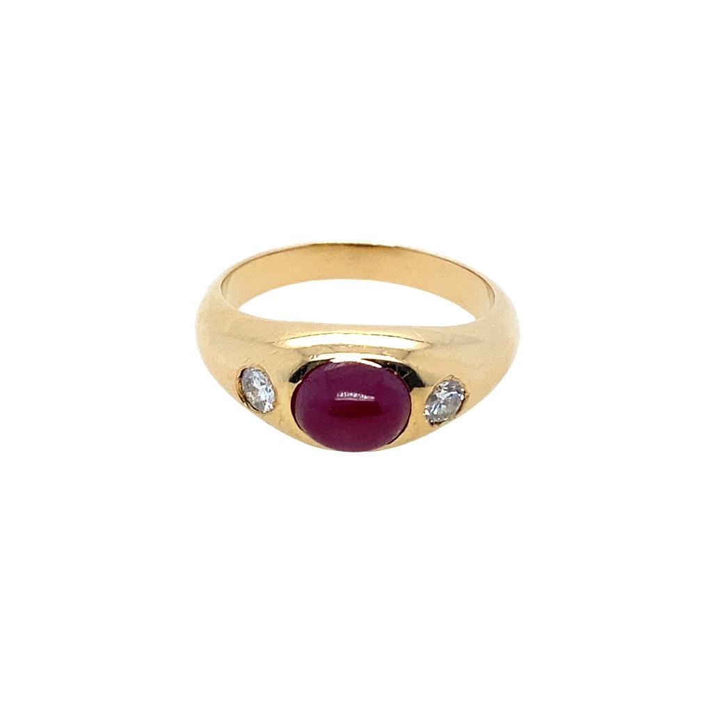Cabochon Ruby and Diamond Ring in 18k