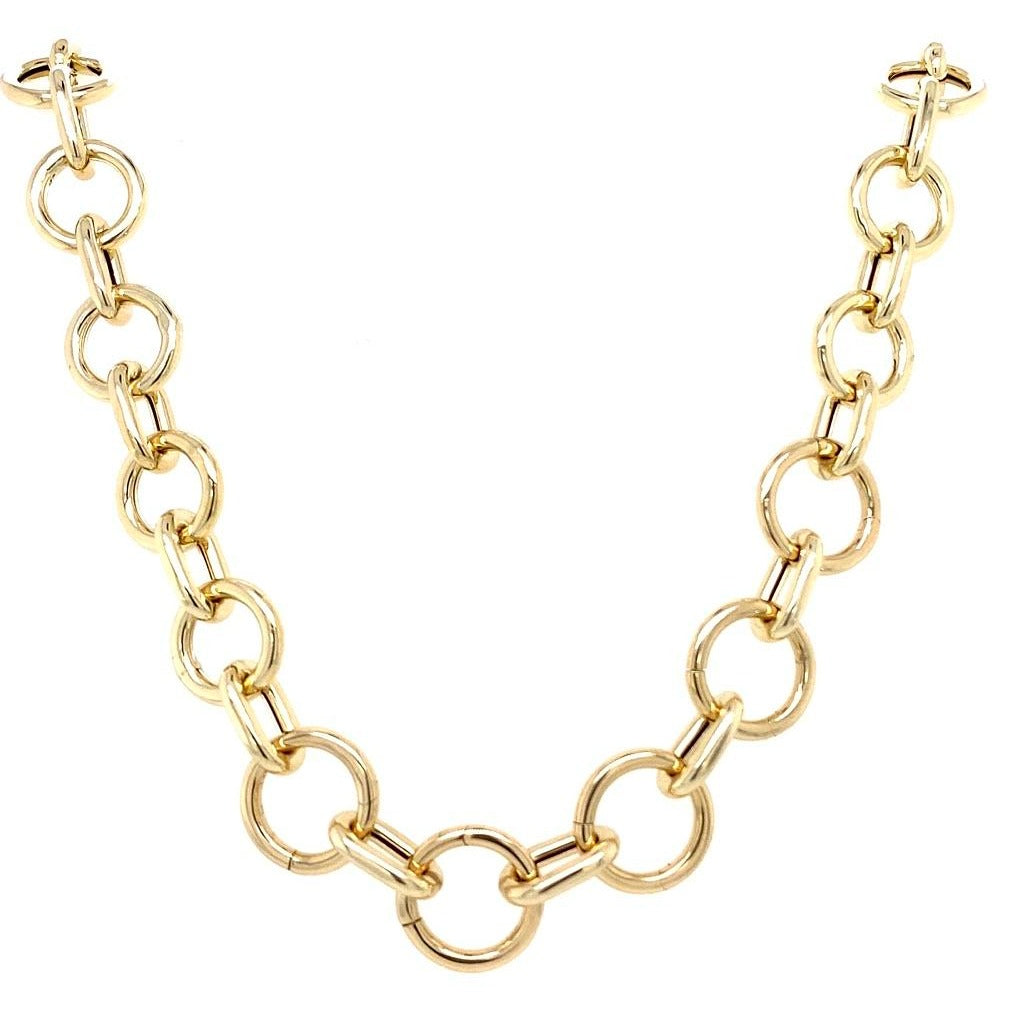 Round Charm Necklace w/ 5 open links in 14k