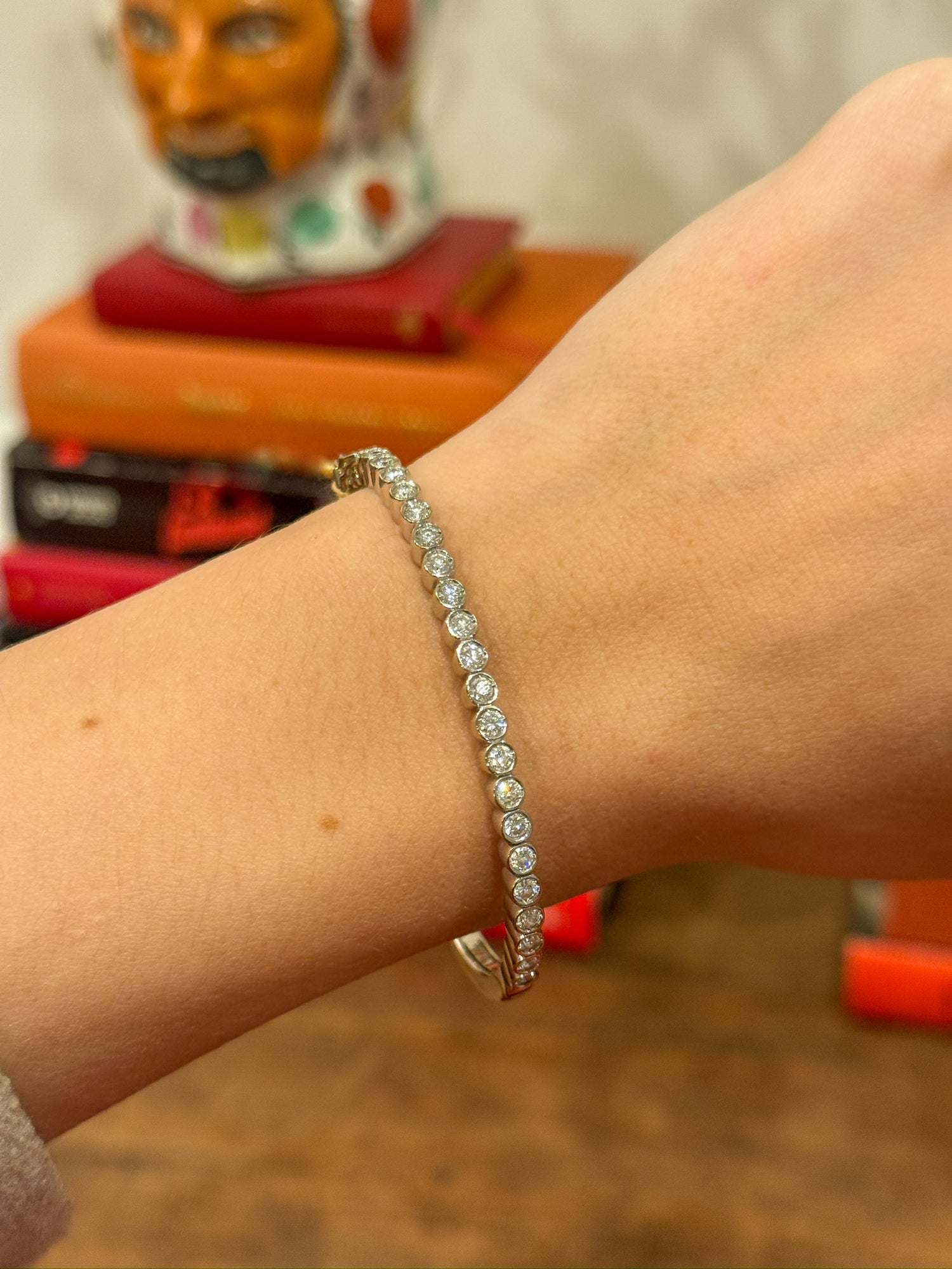 Vintage Diamond Bangle in 18K White Gold