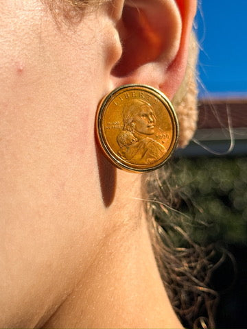 Vintage Coin Earrings in 18k and Copper