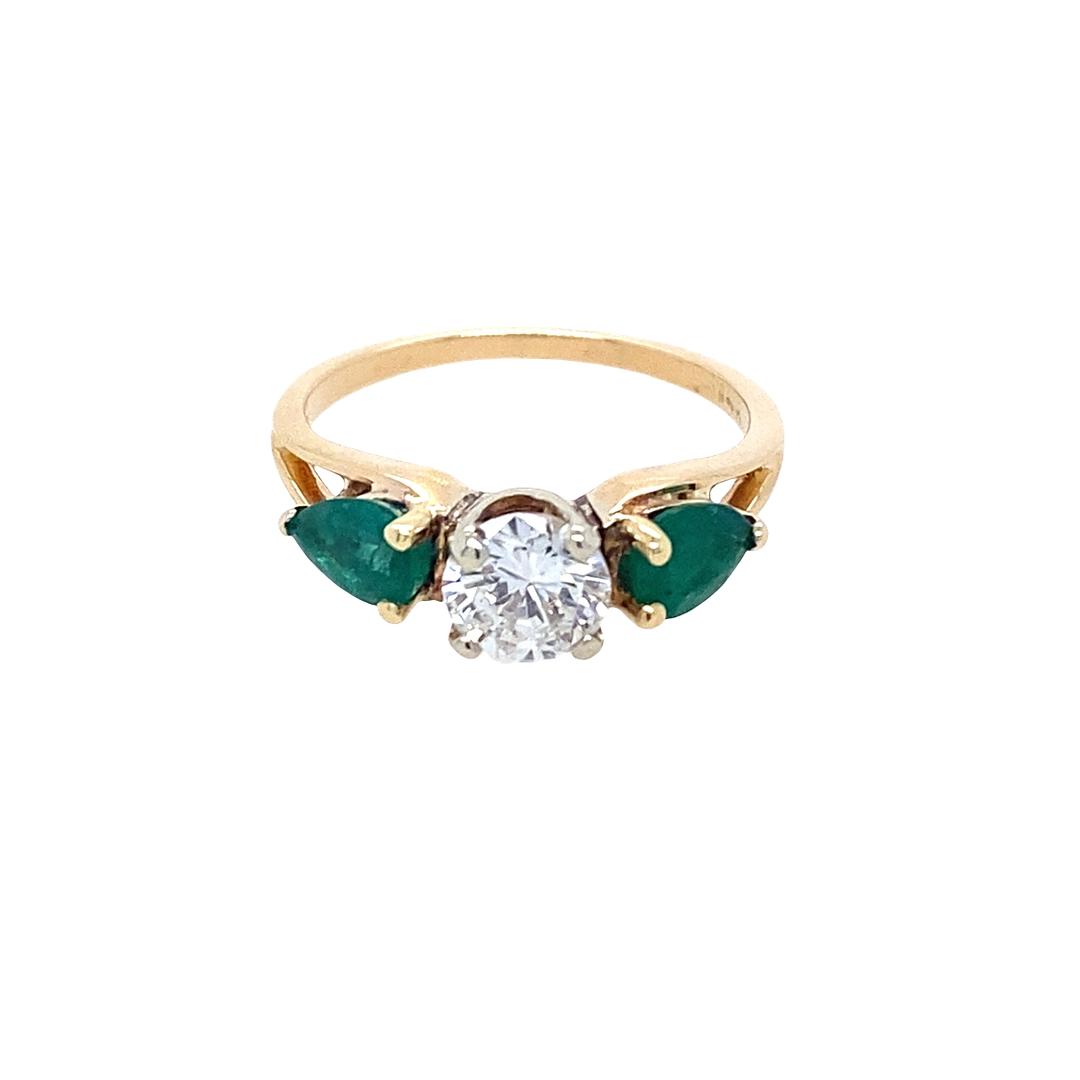 Vintage Diamond and Emerald Ring in 14K