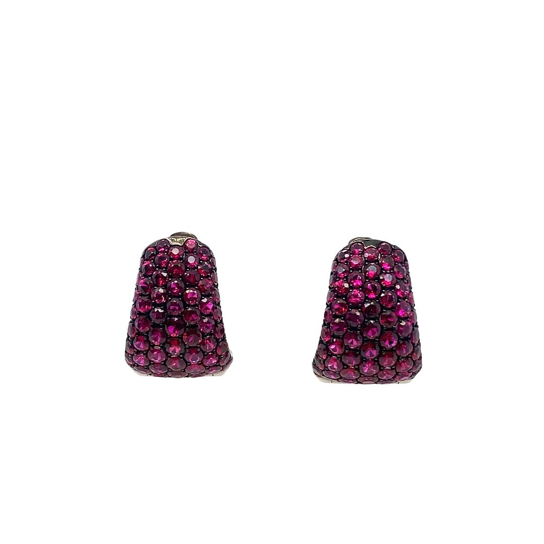 Ruby Pavé Earrings in 18k