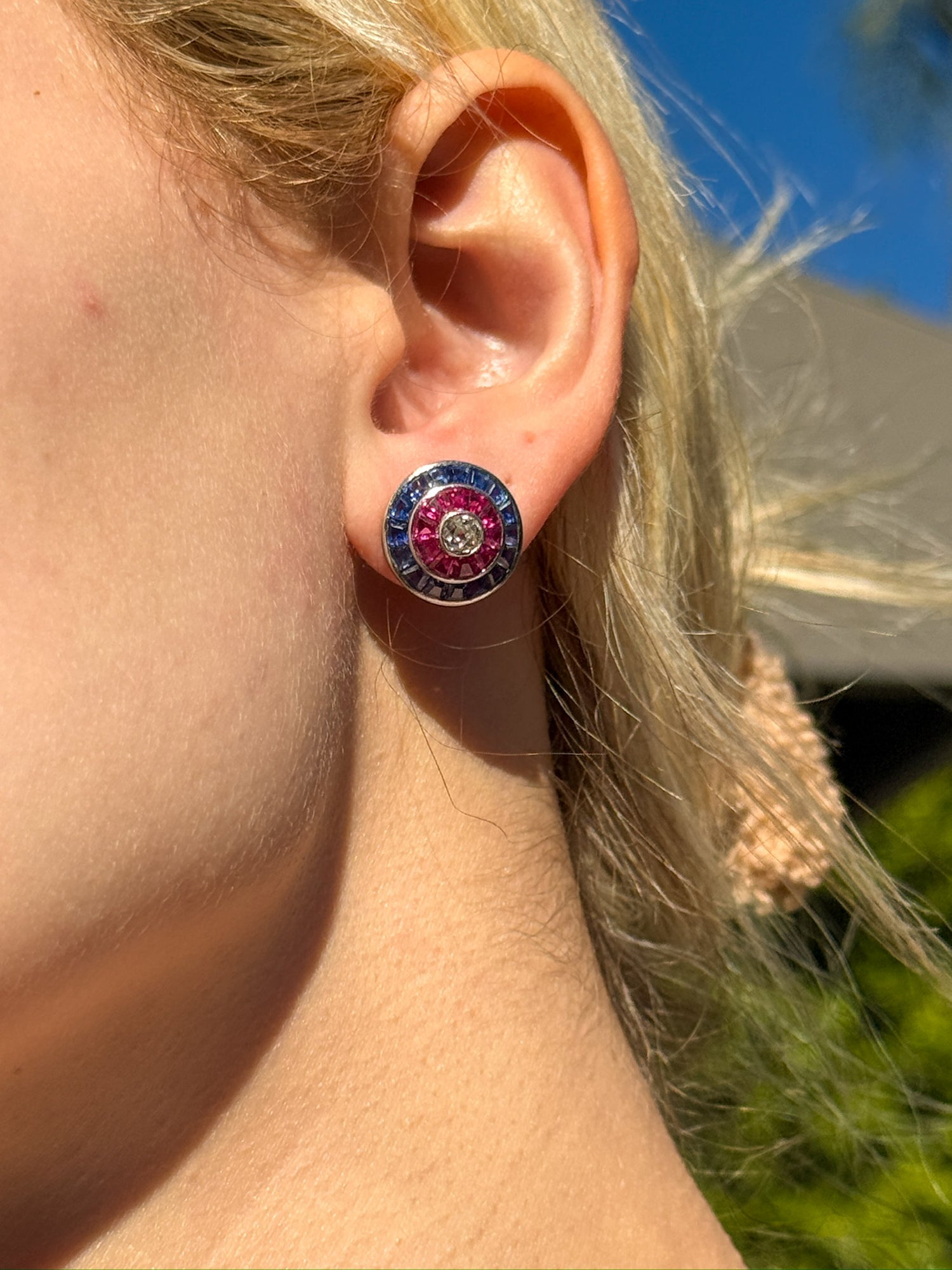 Ruby and Sapphire Studs in 14k