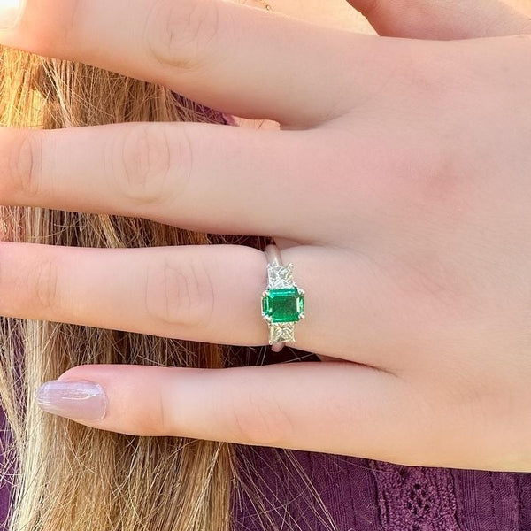 Emerald and Diamond Ring in 14k