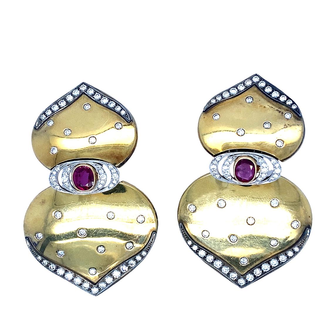 Vintage Ruby and Diamond Clips in 18K
