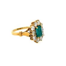 Load image into Gallery viewer, Vintage Emerald and Diamond Ring in 18k Yellow and White Gold
