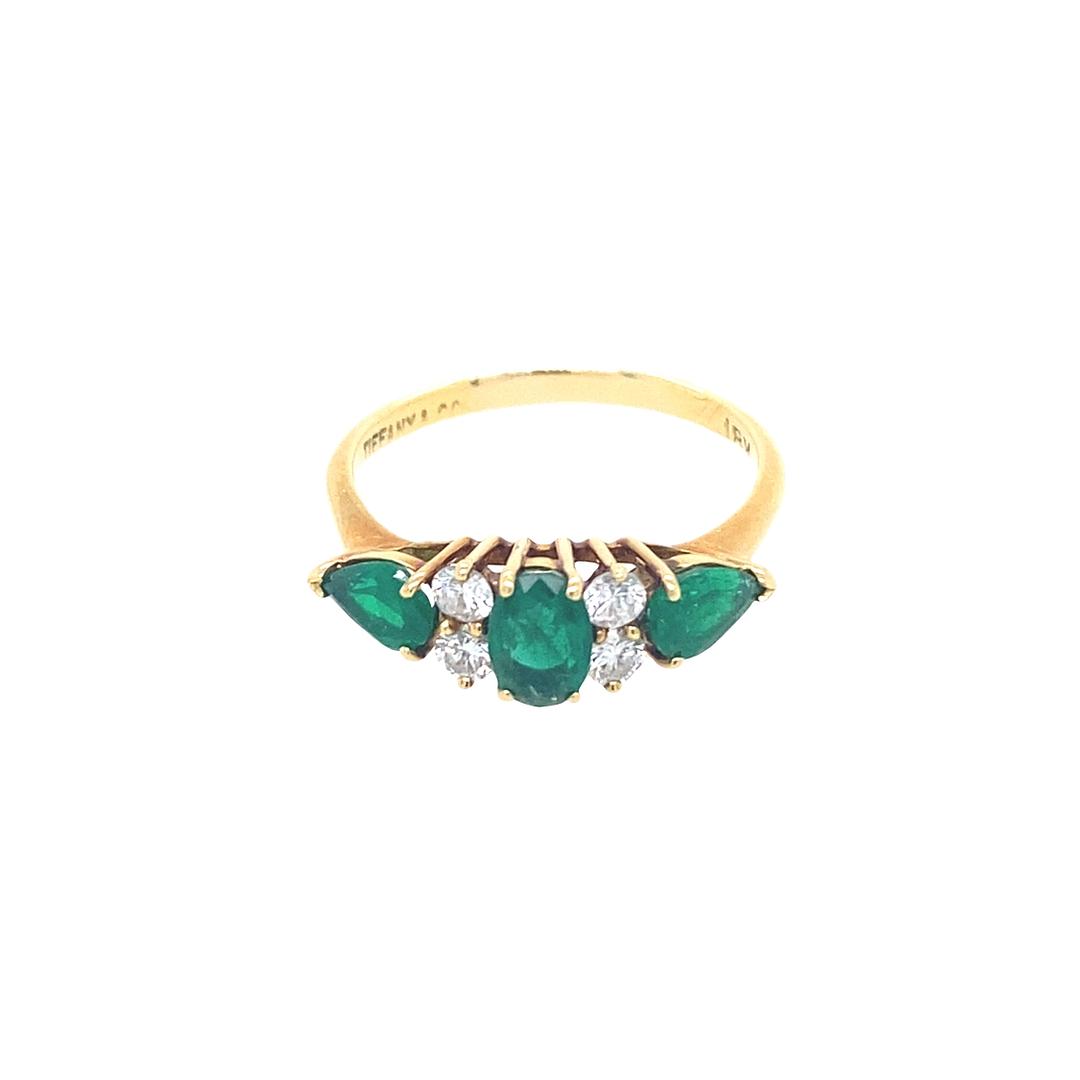 Vintage Tiffany and Co. Diamond and Emerald Ring in 18K