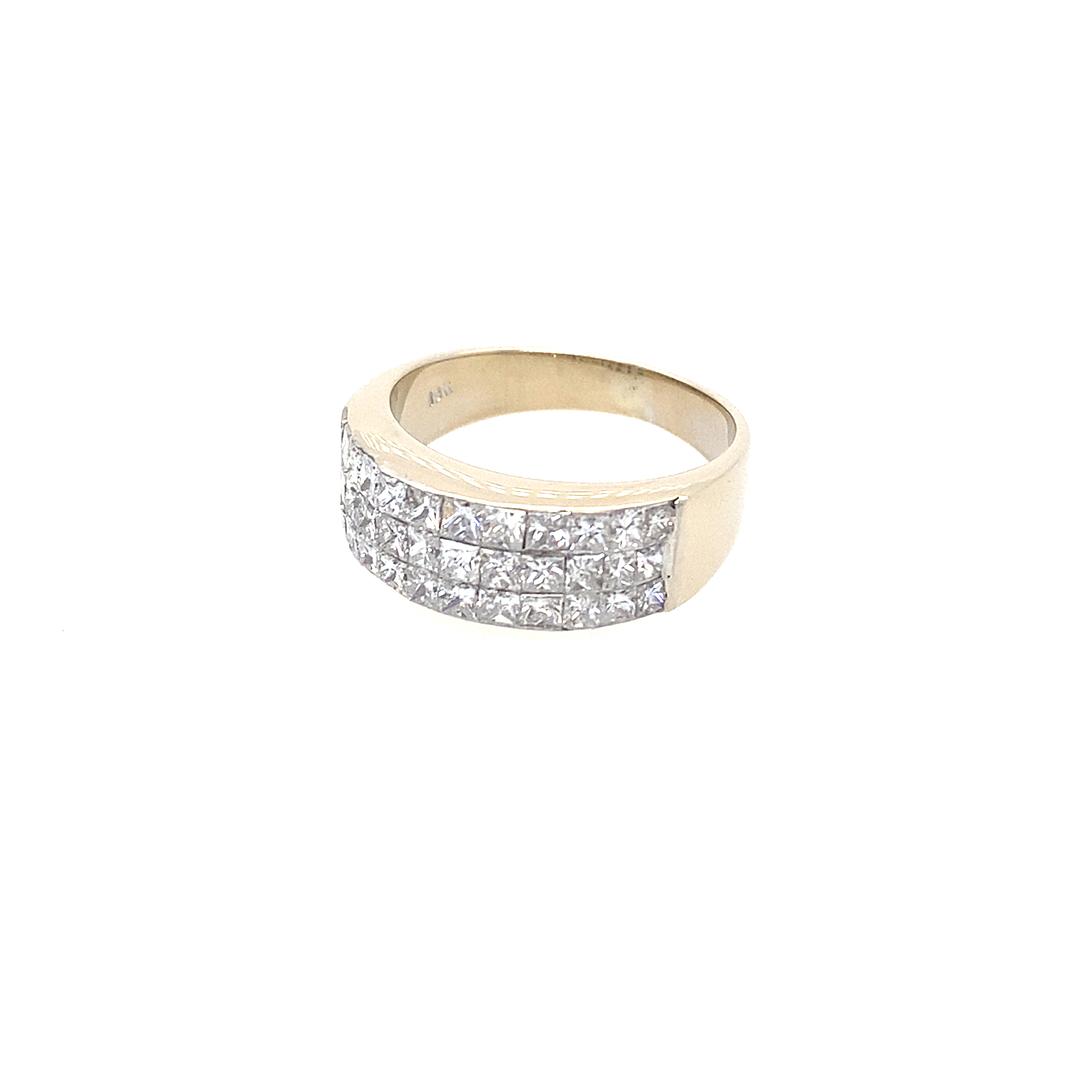 Vintage Princess Channel Set Diamond Ring in 18K White Gold