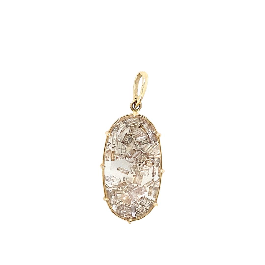 Baguette Diamond Large Oval Shaker Locket in 14k
