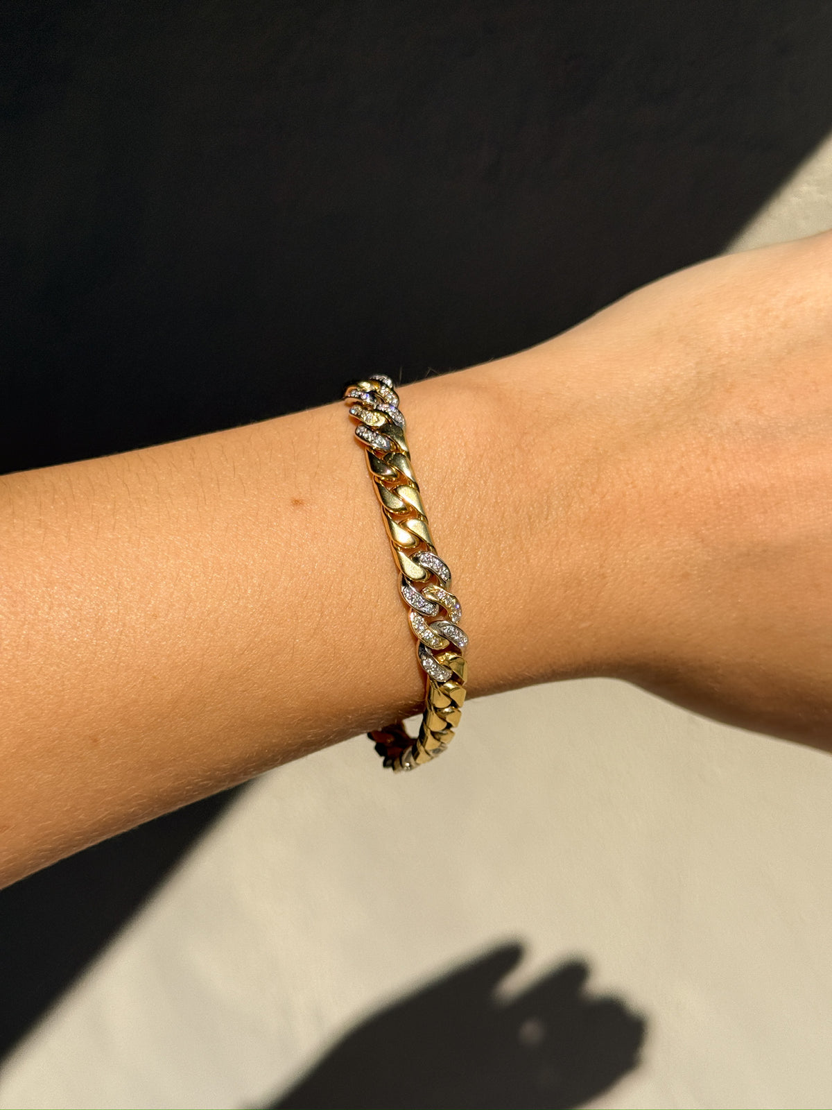 Vintage Gold and Diamond Cuban Link Bracelet in 18k