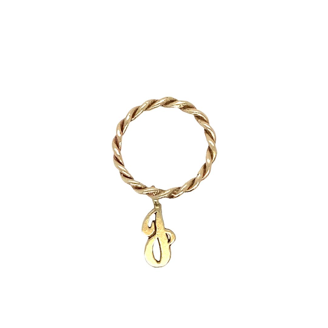 Vintage Letter J Ring in 14k