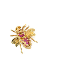 Load image into Gallery viewer, Vintage Bee Pin With Diamonds and Rubies in 14K
