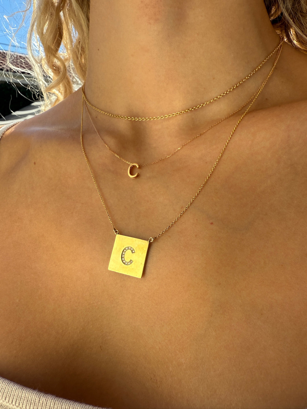 Diamond Pavé 'C' Pendant in 18k Suspended by a 14k Chain