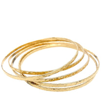 Load image into Gallery viewer, Set of Five Hammered Bangles in 14K
