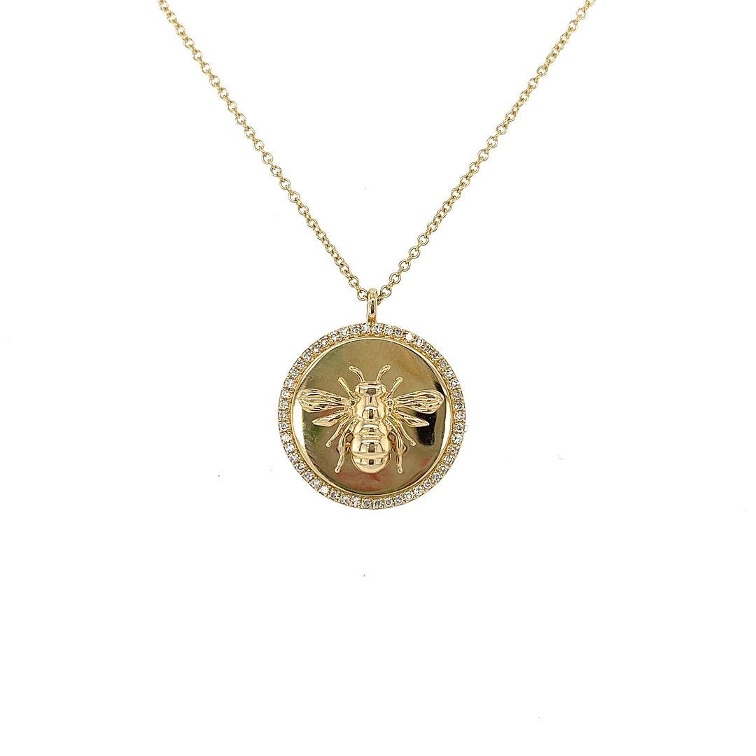 Bee Necklace with Diamonds in 14k