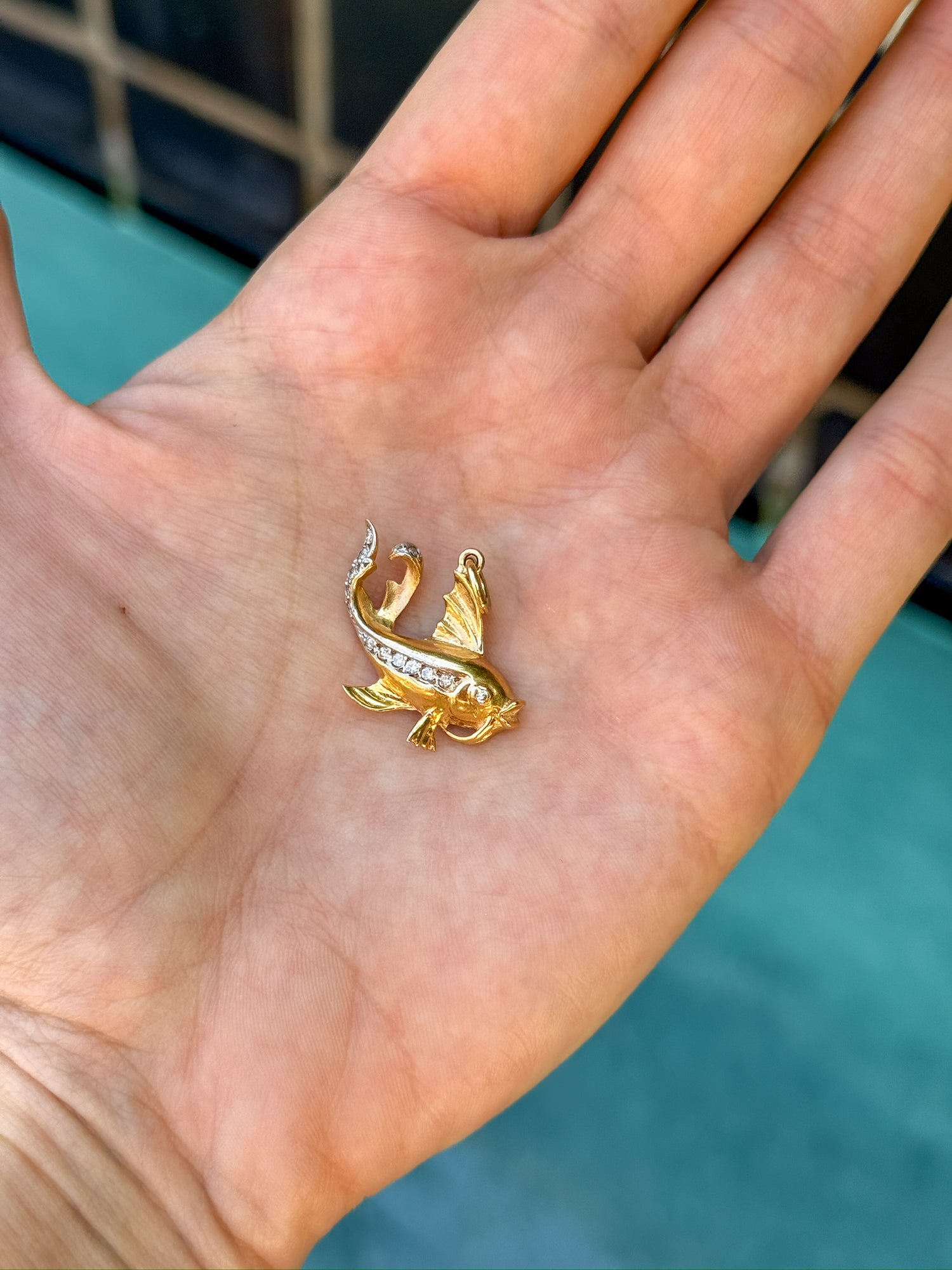 Vintage Fish with Diamonds in 14k