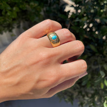 Load image into Gallery viewer, Vintage Textured Turquoise Ring in 14K
