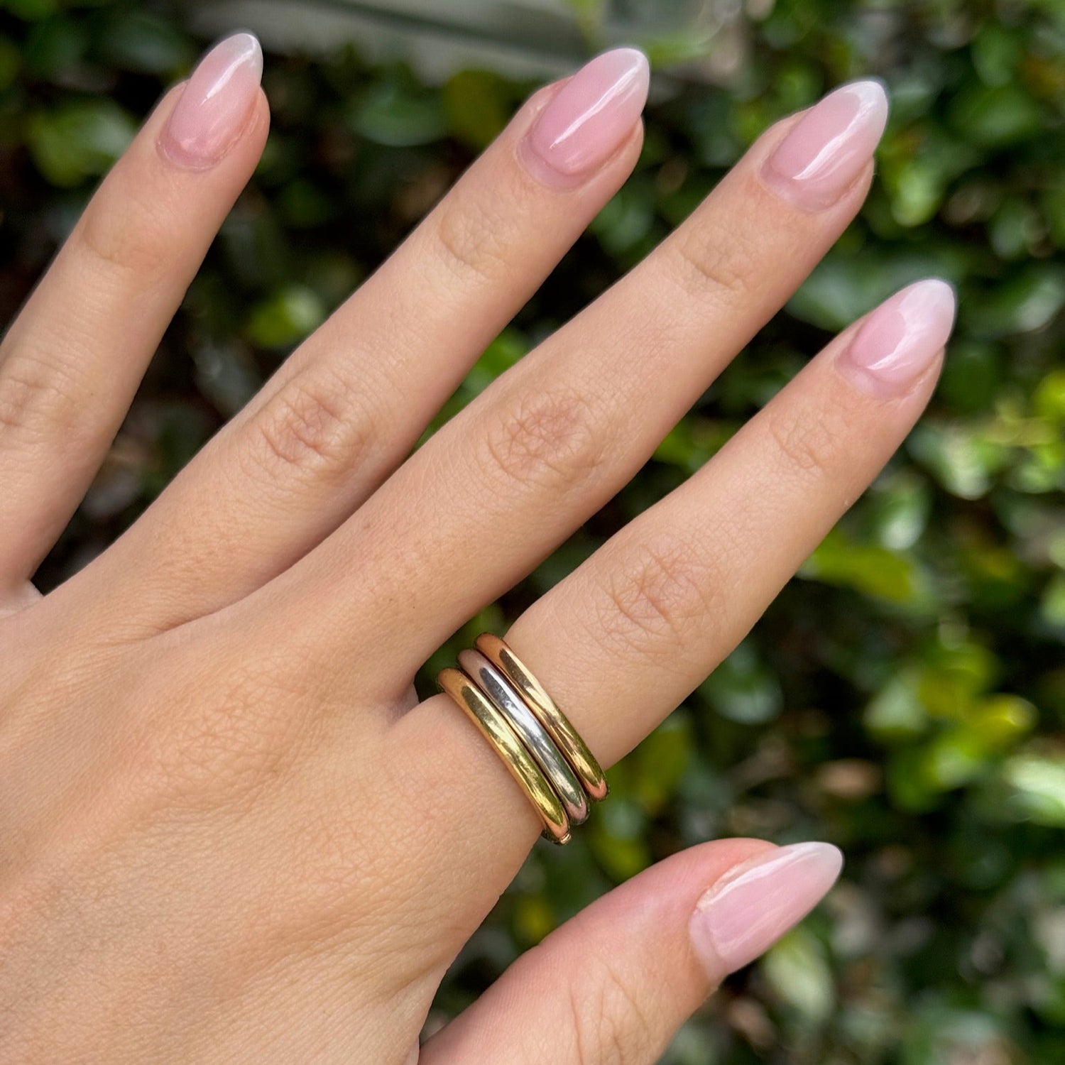 3 Stacking Bands in 18K Yellow, 18K Rose, and Platinum