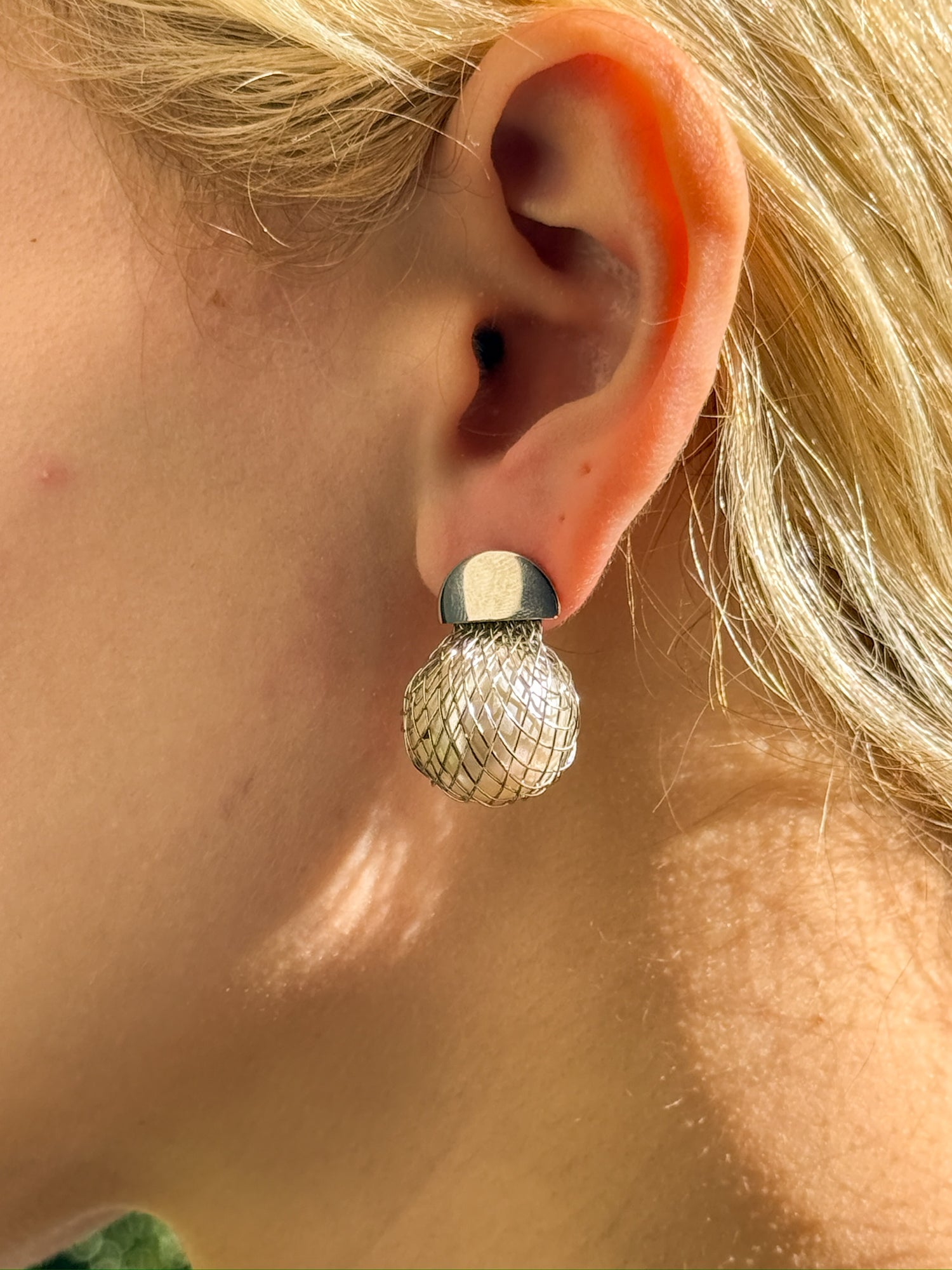 Pearl Basket Earrings in 18k