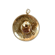 Load image into Gallery viewer, Large Vintage Sombrero Charm in 14K Gold
