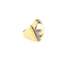 Load image into Gallery viewer, Vintage Mabe Pearl Ring with Diamonds in 14k
