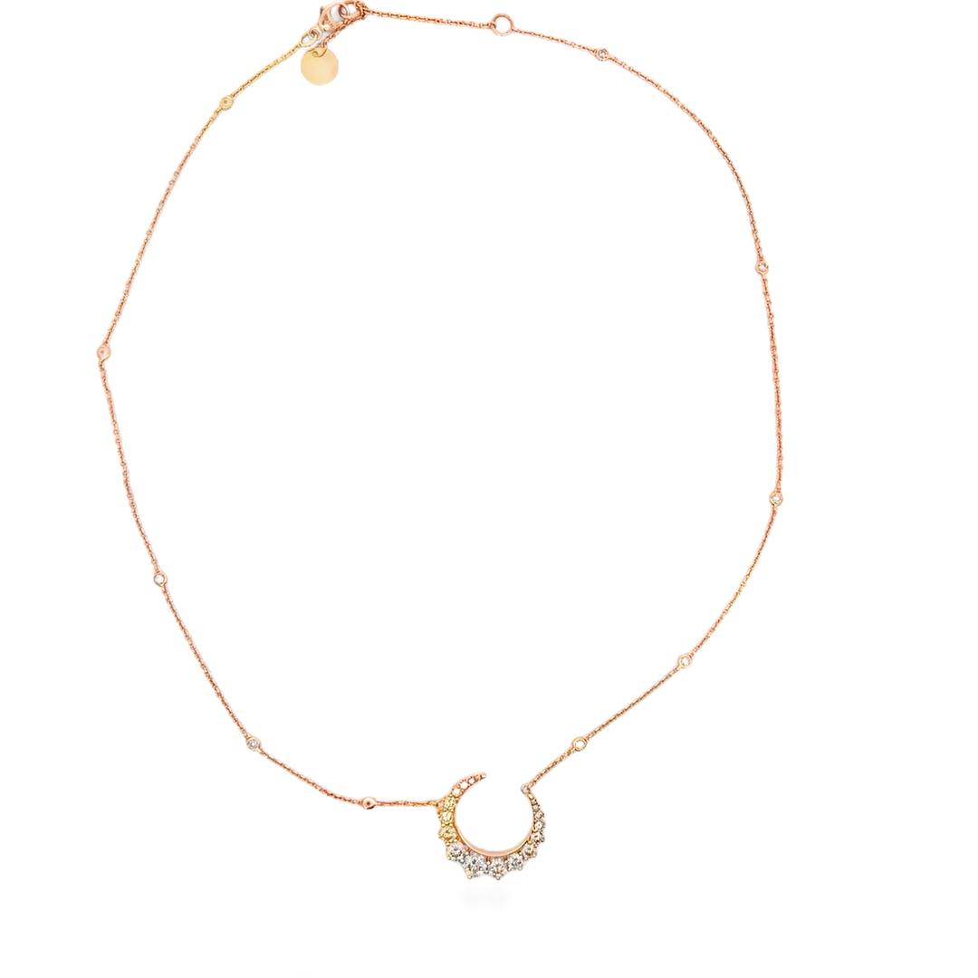 Crivelli Diamond Crescent Necklace in 18k Rose Gold