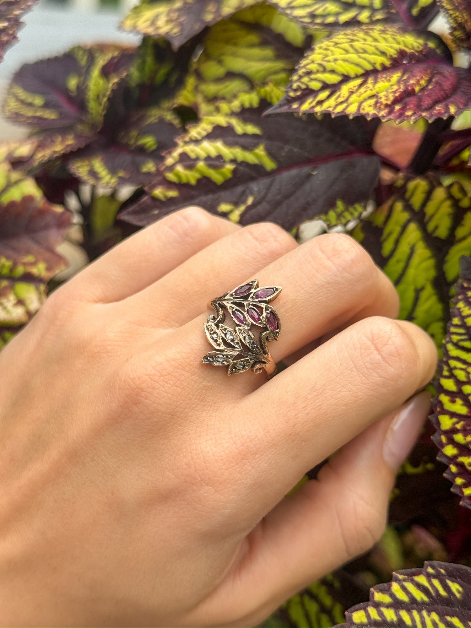 Vintage Diamond and Gemstone Ring in 10K