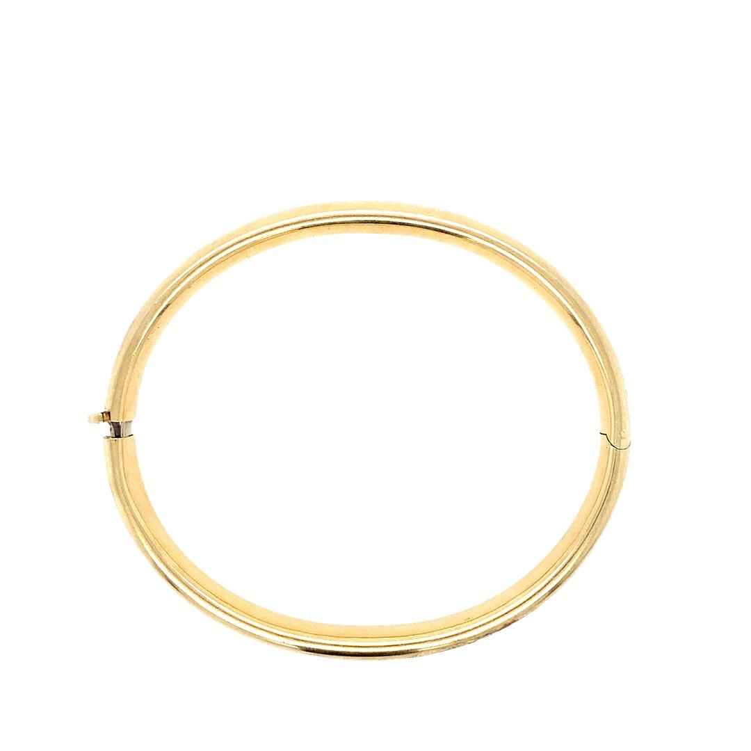 Vintage Flat Rounded Hinge Bangle in 14k