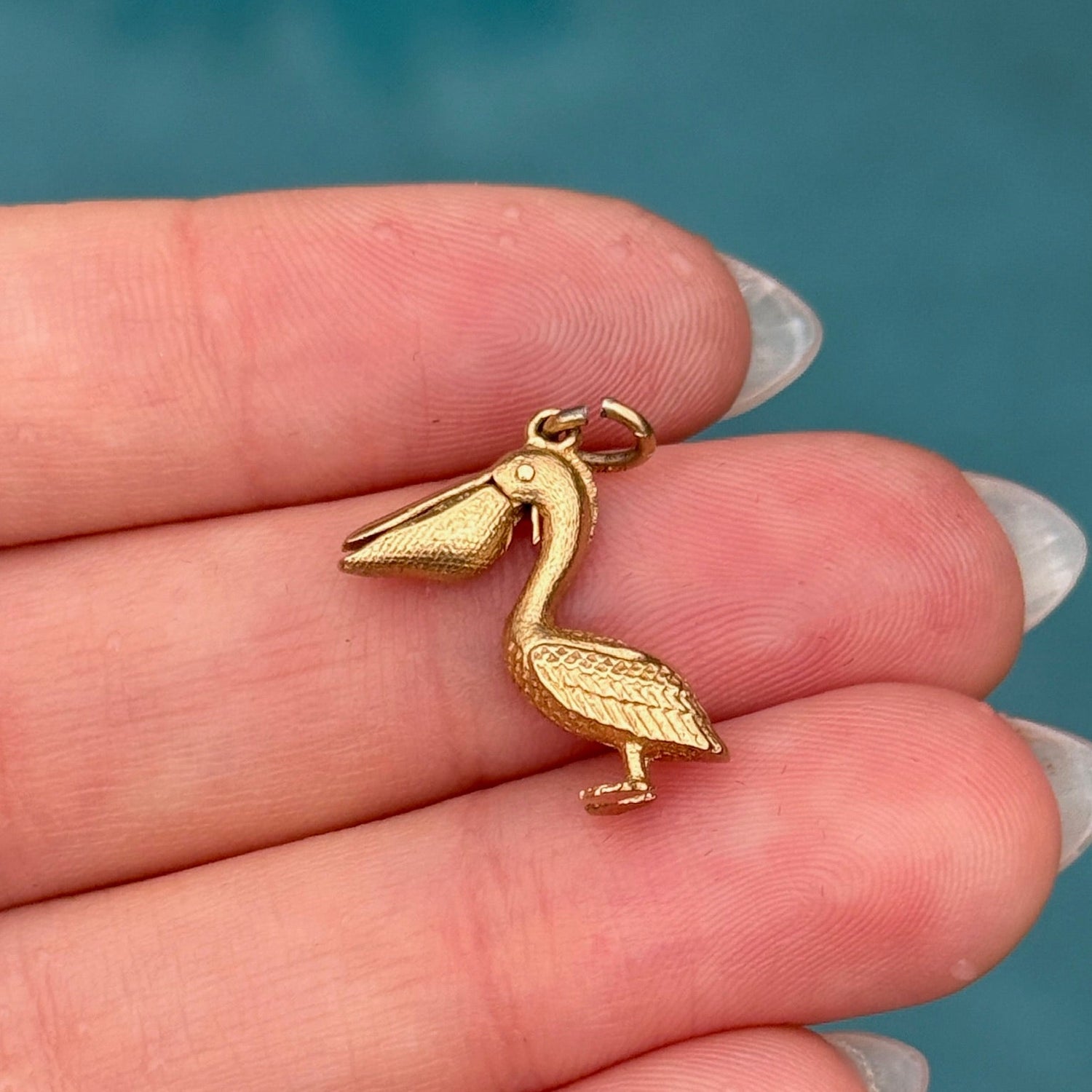Vintage Pelican Charm in 14K