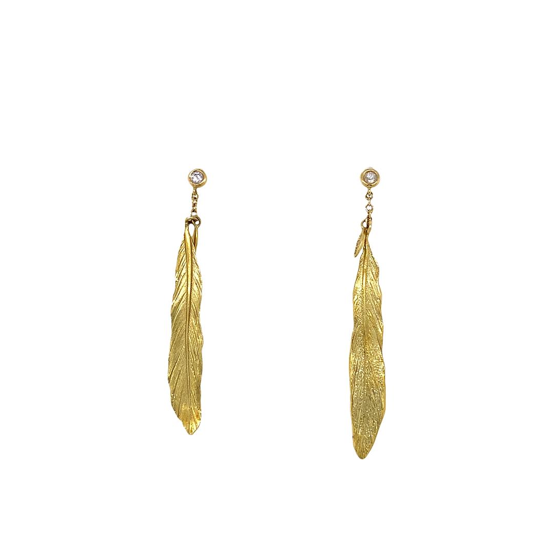 H. Stern Diamond Accented Feather Earrings in 18k