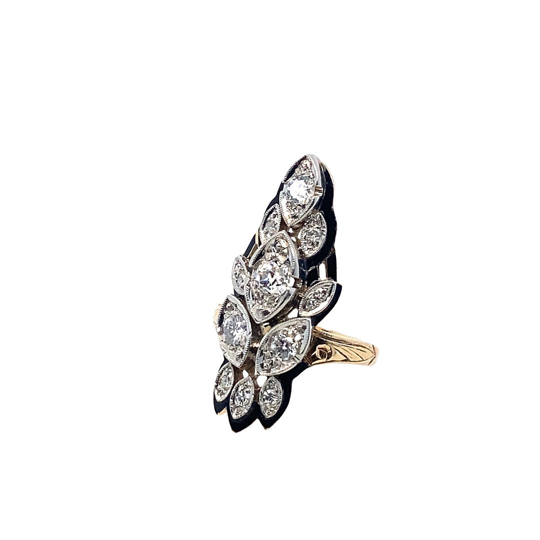 Antique Palladium and 10k Diamond Ring