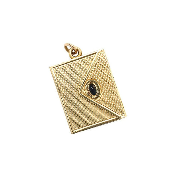 Vintage Envelope Charms in 14k w/ Cabochon Sapphire