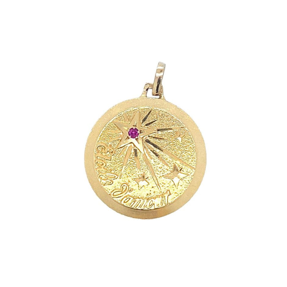 Vintage French Étoile D'amour Charm/Star of Love with Ruby in 18K