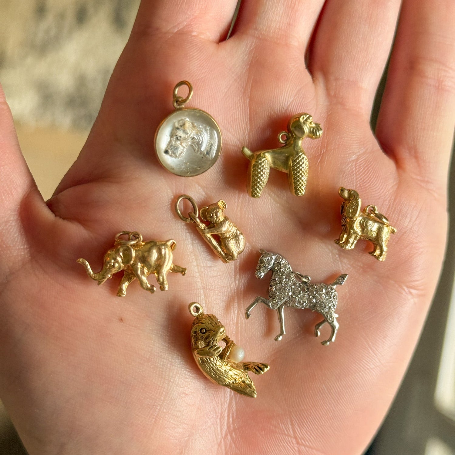 Vintage Diamond Horse Charm in 18K