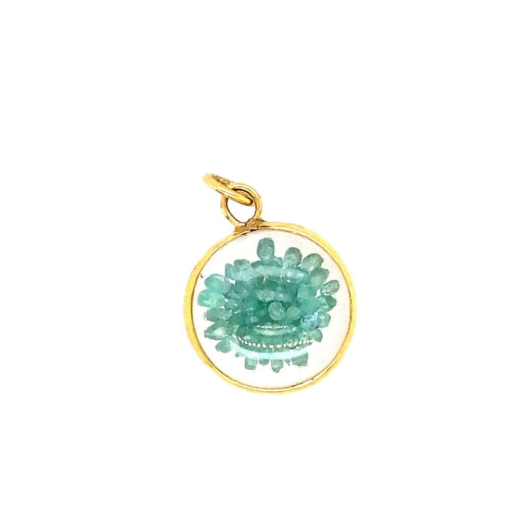 Emerald Beads Bubble Charm in 14k