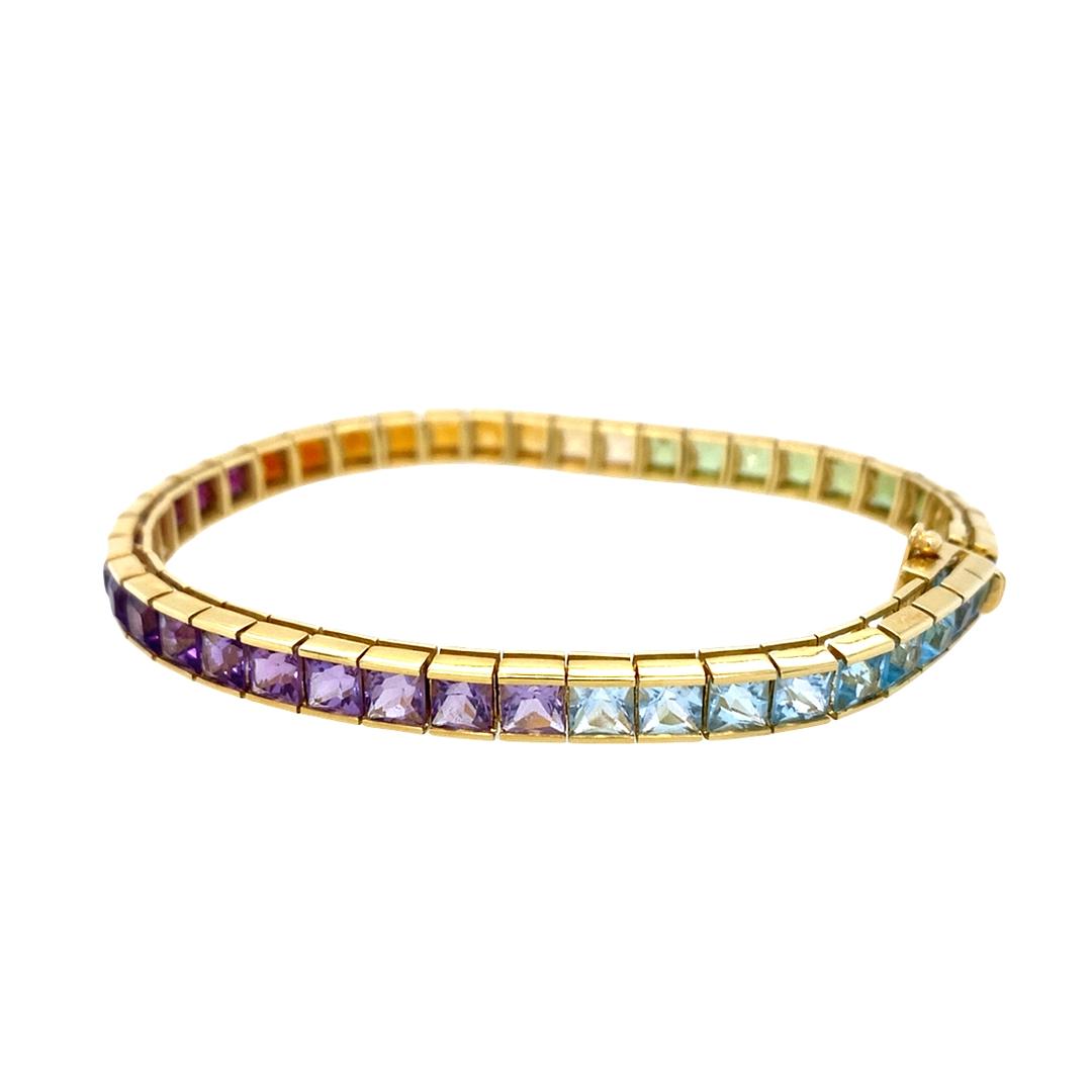 Graduated Multi Gemstone Bracelet in 14k