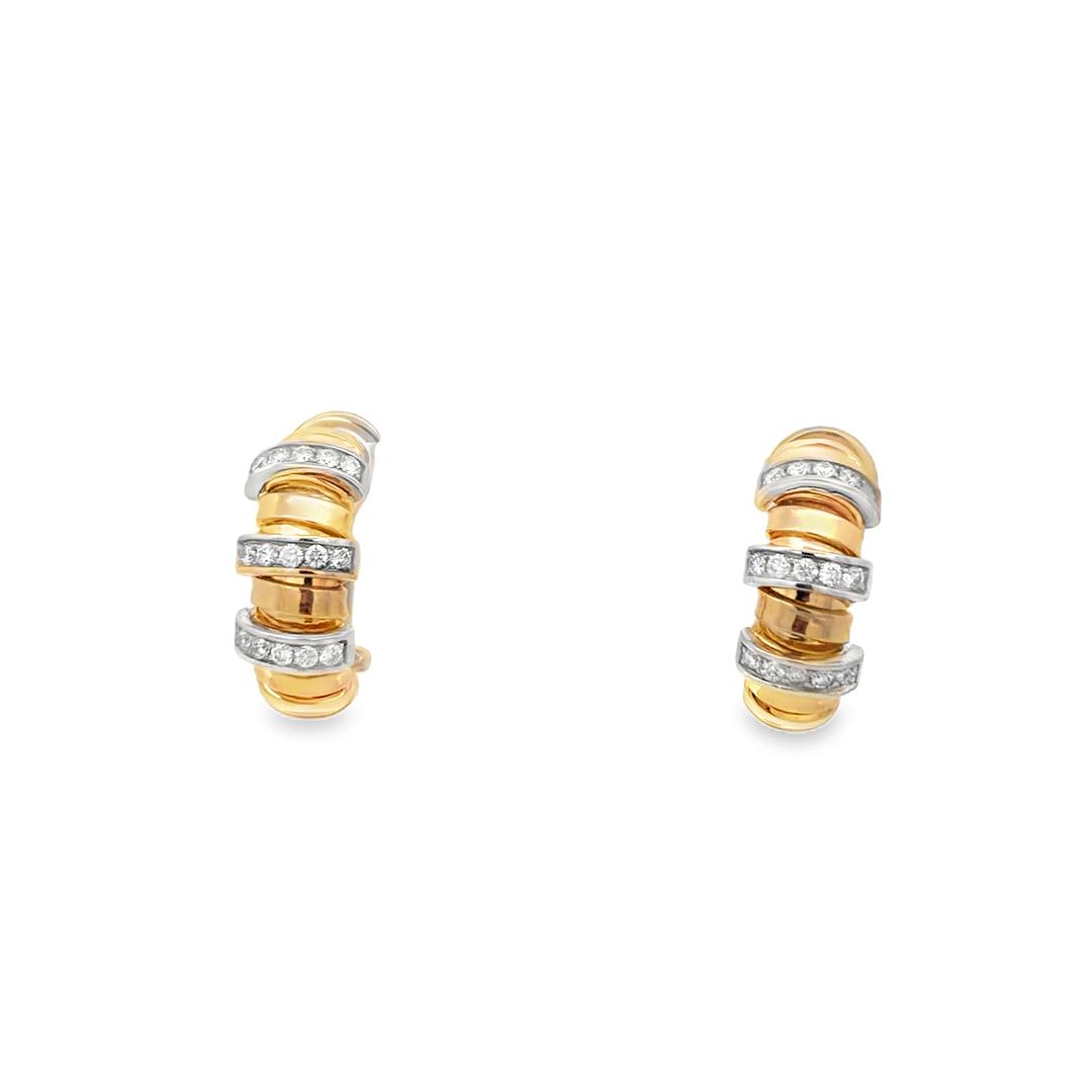Tubogas Earrings with Diamonds in 18k Gold