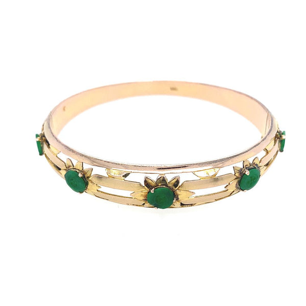 Vintage Jade Button Bracelet in 14K