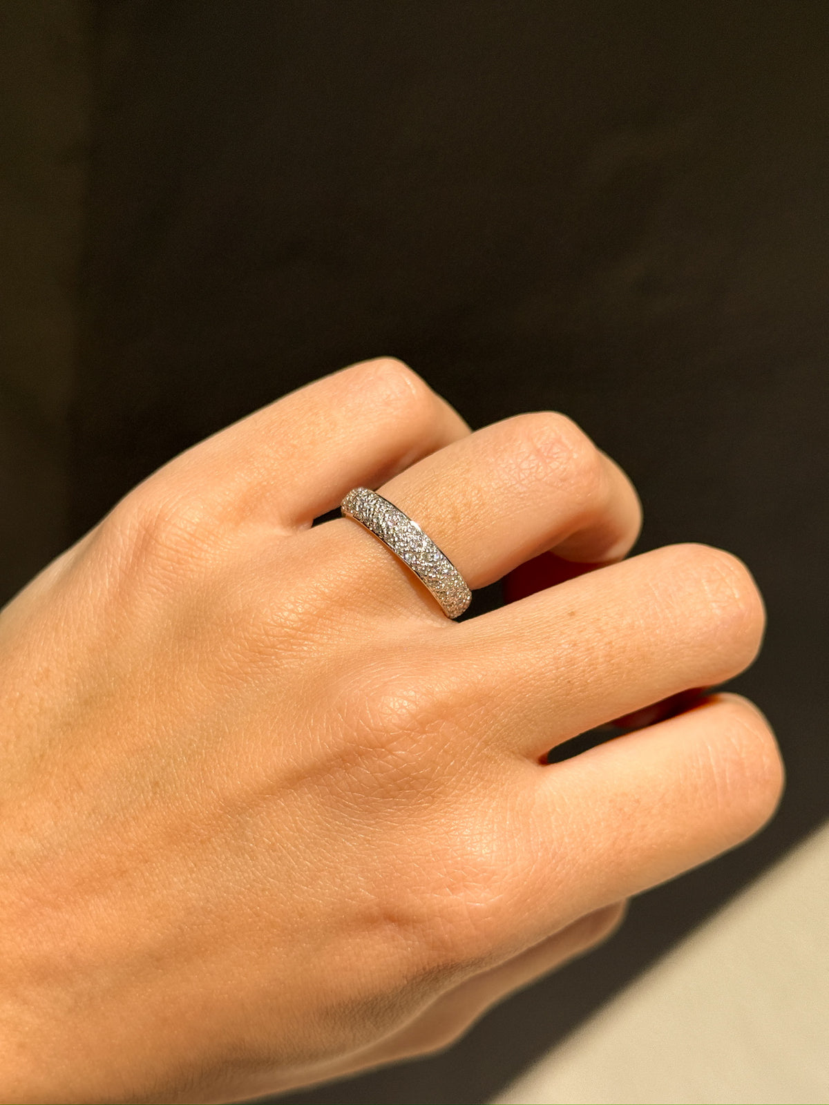 Vintage Diamond Pavé Band in White 14k Gold