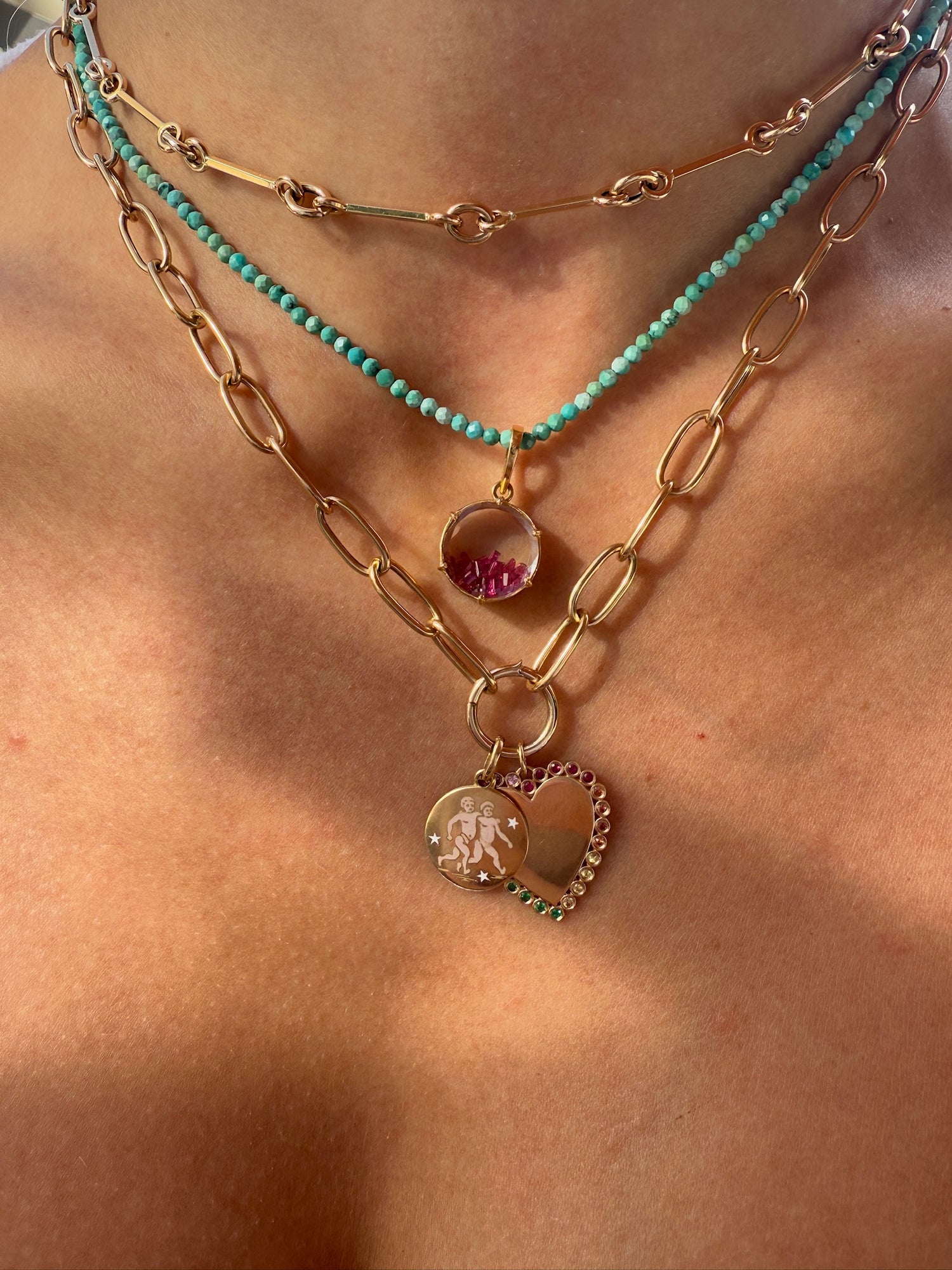 Baguette Ruby Shaker Locket in 14k
