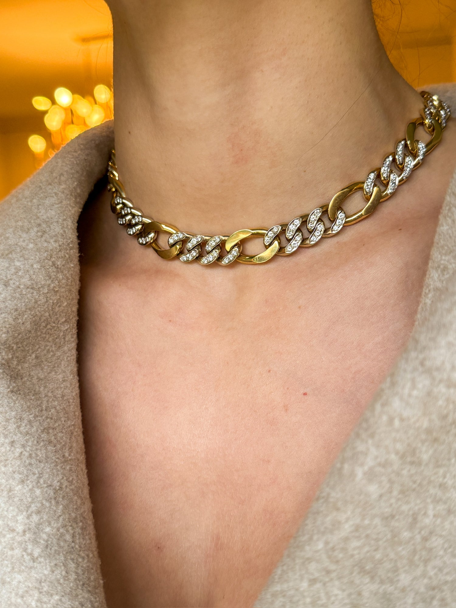 Vintage Diamond Curb Link Chain in 18k