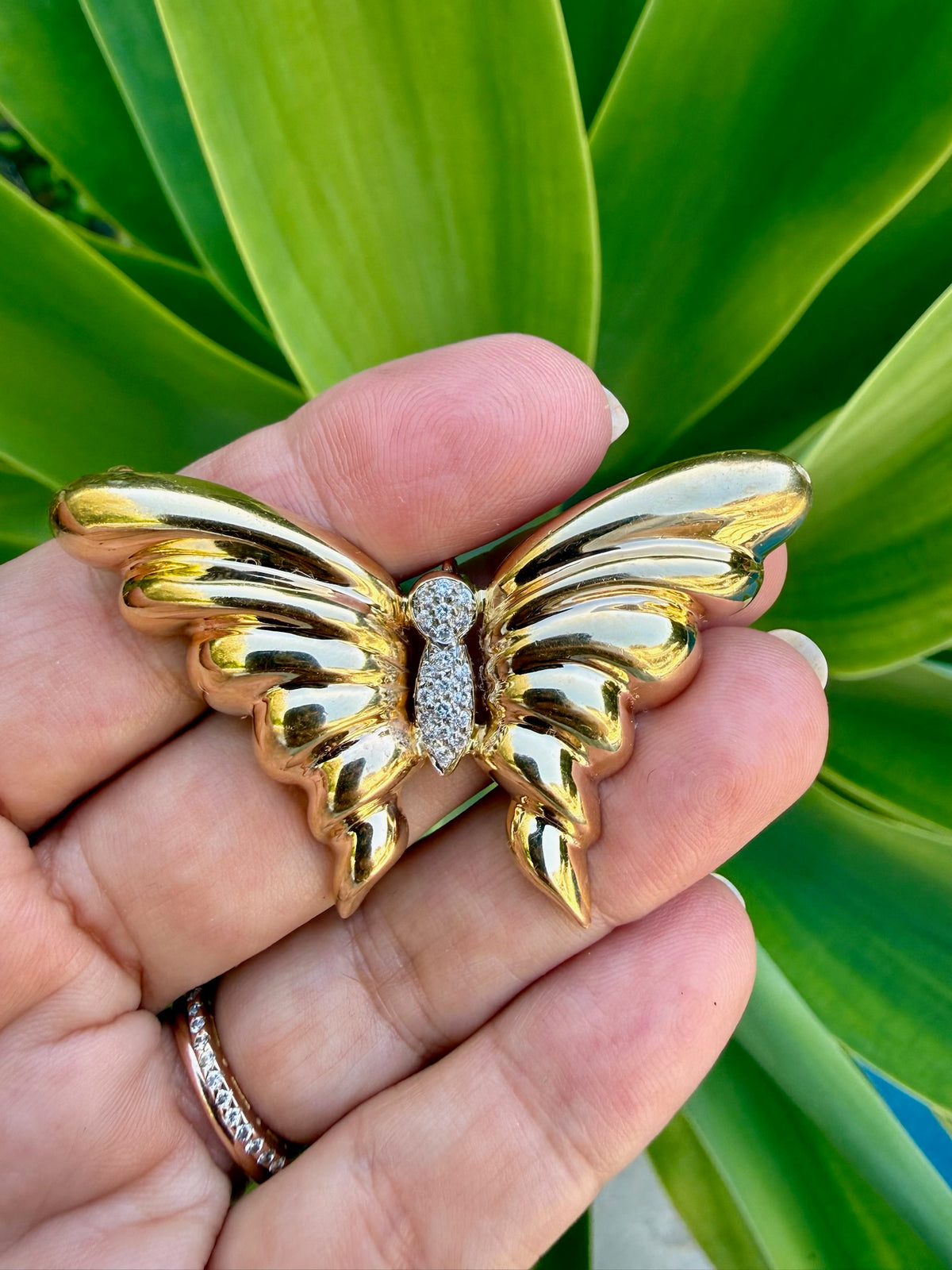 Vintage Butterfly with Diamonds in 14k