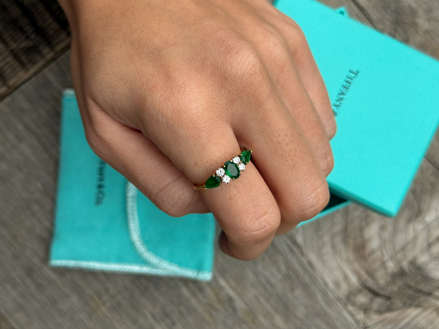 Vintage Tiffany and Co. Diamond and Emerald Ring in 18K