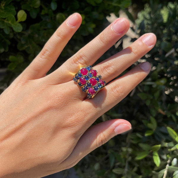 Vintage Ruby and Sapphire Ring in 18K