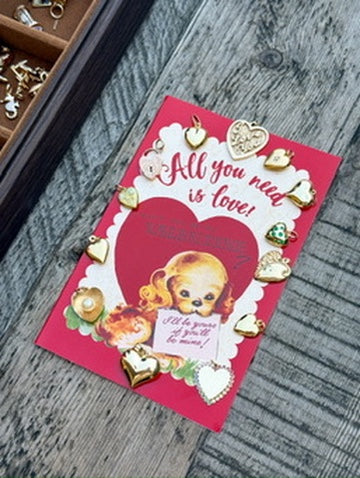 Short Puffy Heart Charm in 14k