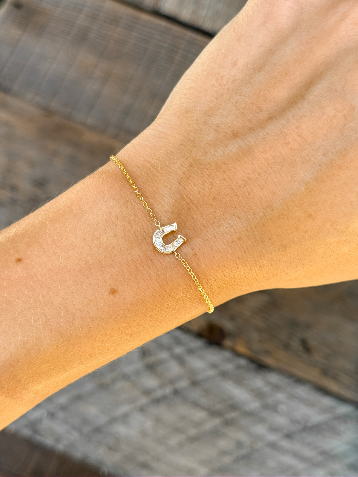 14KT Baguette Diamond Horseshoe Bracelet