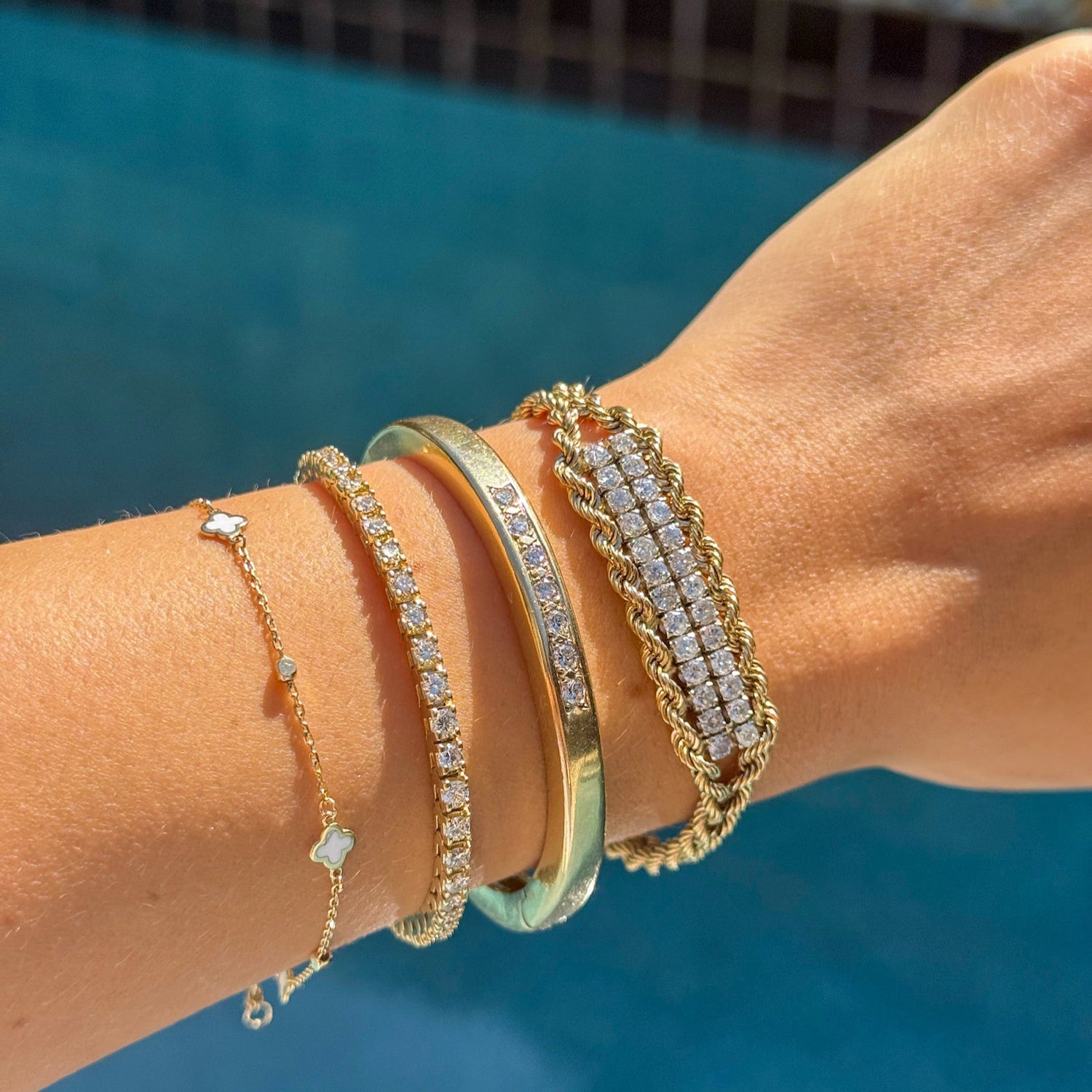 Vintage Diamond Bangle in 14K Yellow Gold