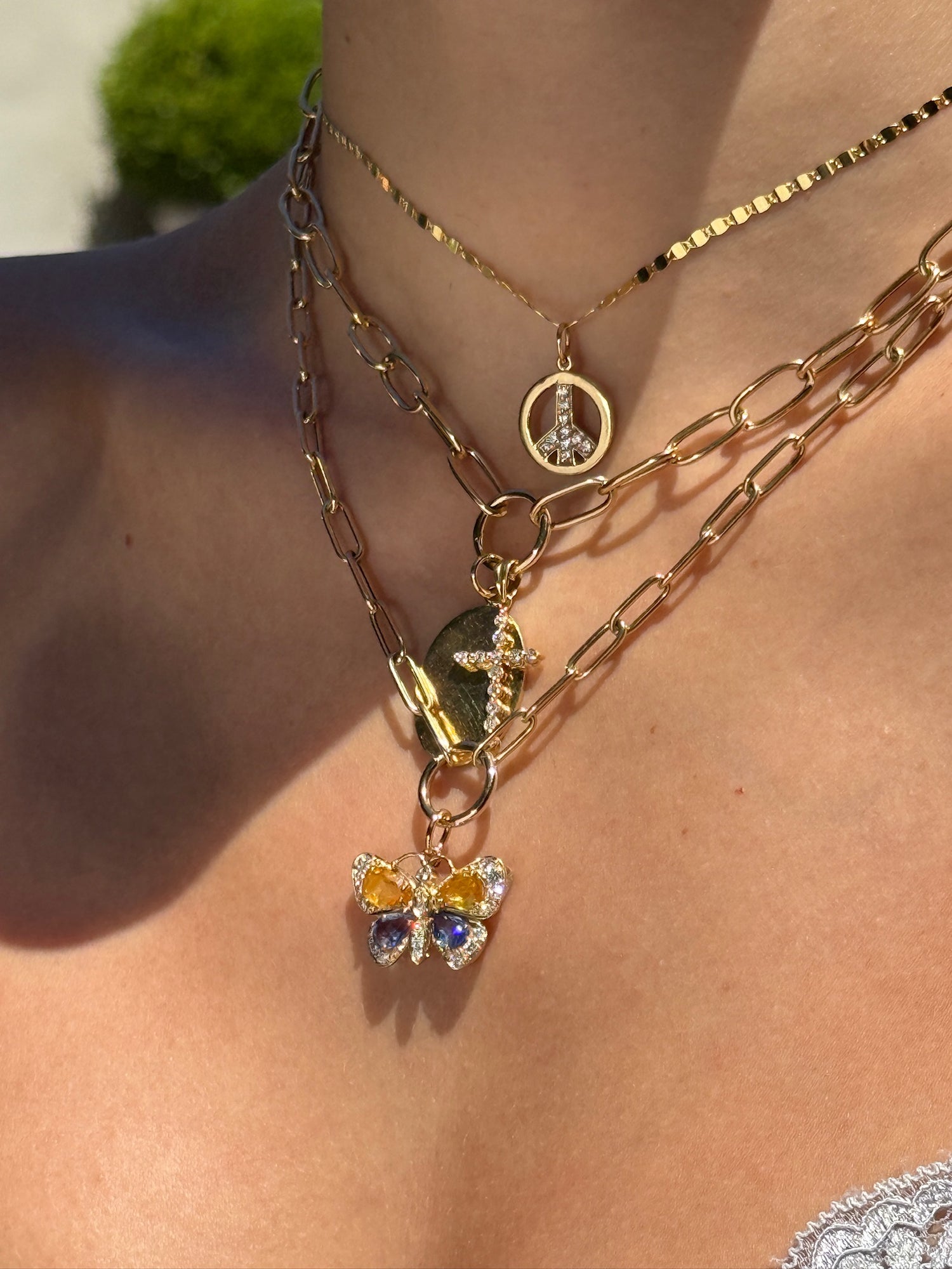 Vintage Diamond Peace Charm in 14k